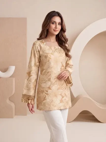 Floral Print Cotton Blend Straight Kurta for Women